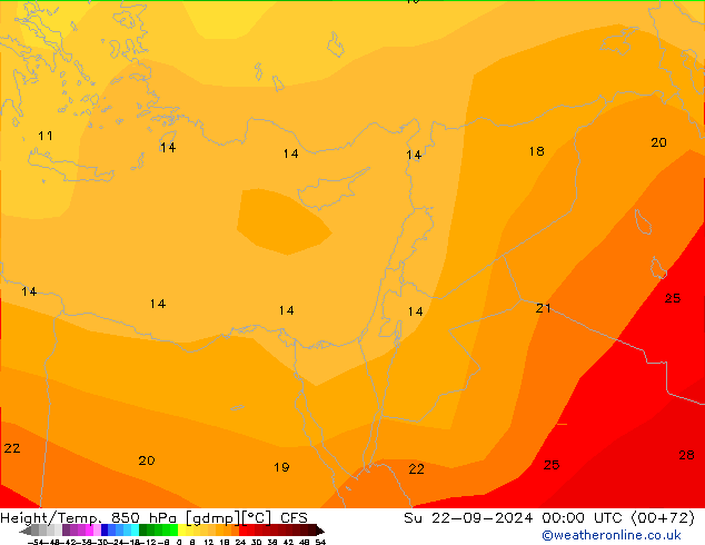 Height/Temp. 850 hPa CFS So 22.09.2024 00 UTC