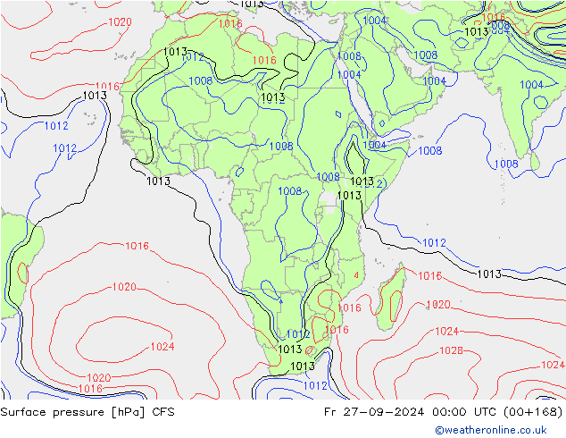 Surface pressure CFS Fr 27.09.2024 00 UTC