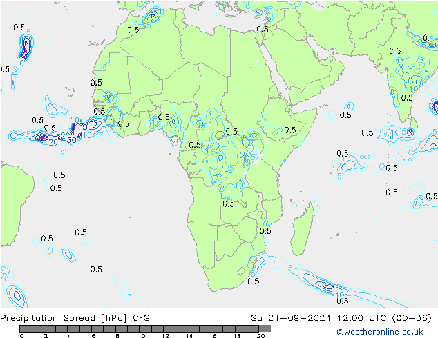 precipitação Spread CFS Sáb 21.09.2024 12 UTC