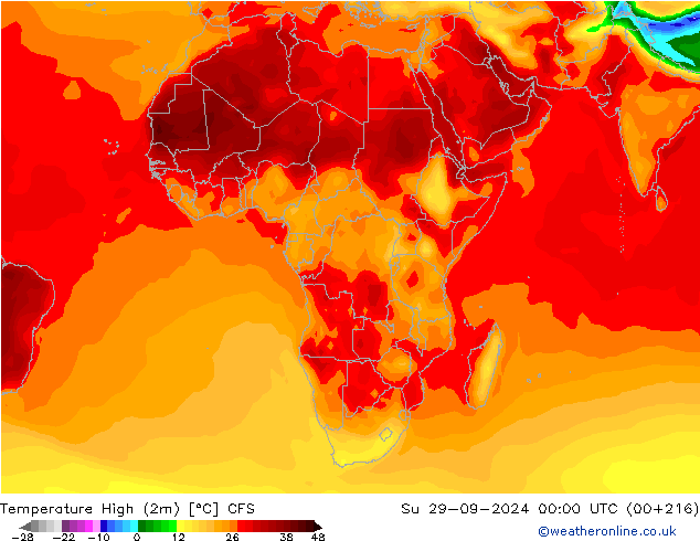 Max.temperatuur (2m) CFS zo 29.09.2024 00 UTC