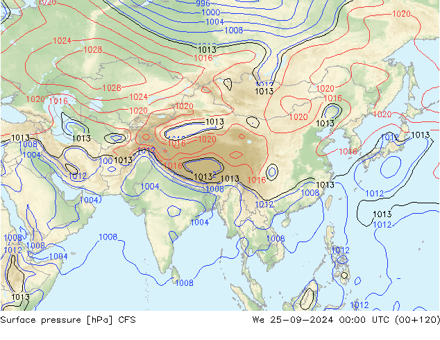 Atmosférický tlak CFS St 25.09.2024 00 UTC