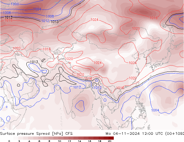 Luchtdruk op zeeniveau Spread CFS ma 04.11.2024 12 UTC