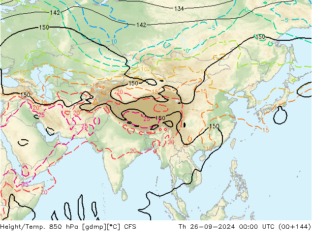 Height/Temp. 850 гПа CFS чт 26.09.2024 00 UTC