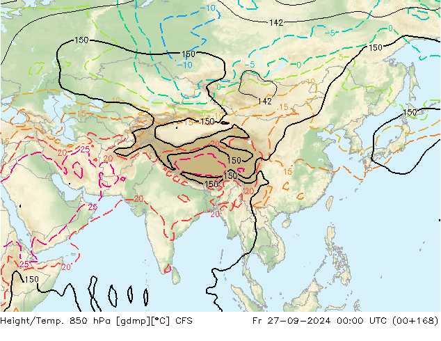 Height/Temp. 850 hPa CFS Fr 27.09.2024 00 UTC