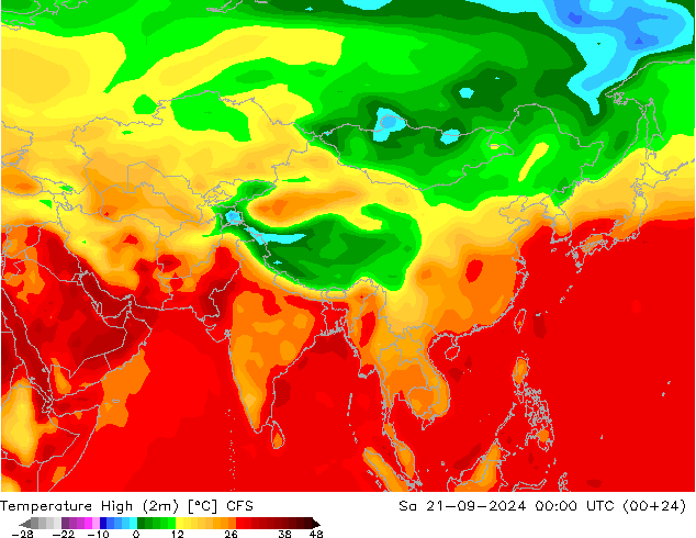 Maksimum Değer (2m) CFS Cts 21.09.2024 00 UTC