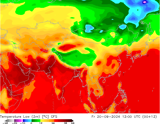 Temp. minima (2m) CFS ven 20.09.2024 12 UTC