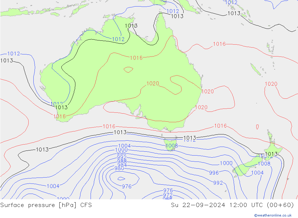 Luchtdruk (Grond) CFS zo 22.09.2024 12 UTC