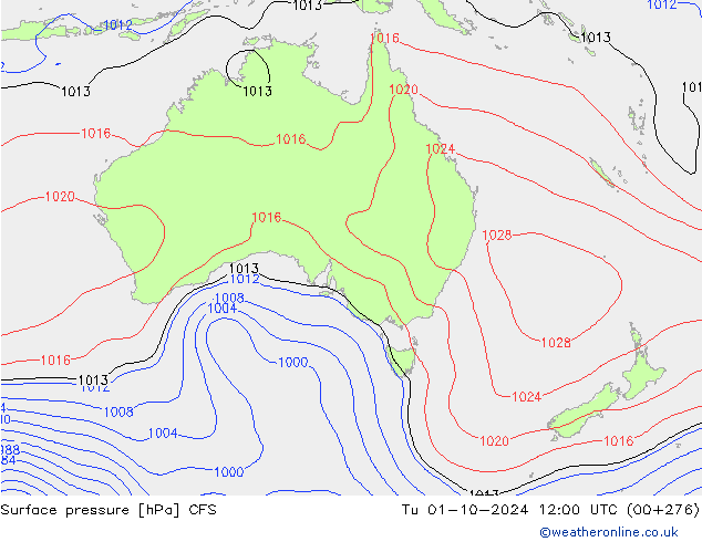 Atmosférický tlak CFS Út 01.10.2024 12 UTC