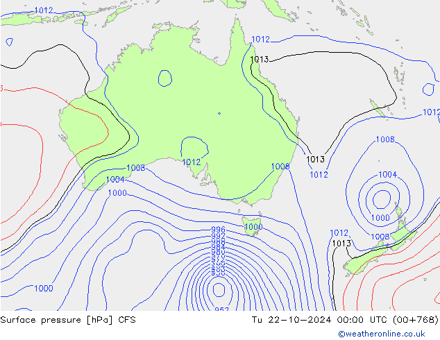 Surface pressure CFS Tu 22.10.2024 00 UTC