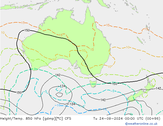 Height/Temp. 850 hPa CFS  24.09.2024 00 UTC