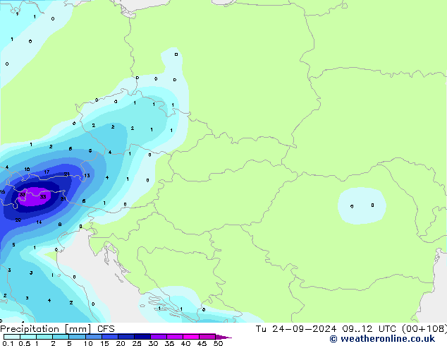 Srážky CFS Út 24.09.2024 12 UTC