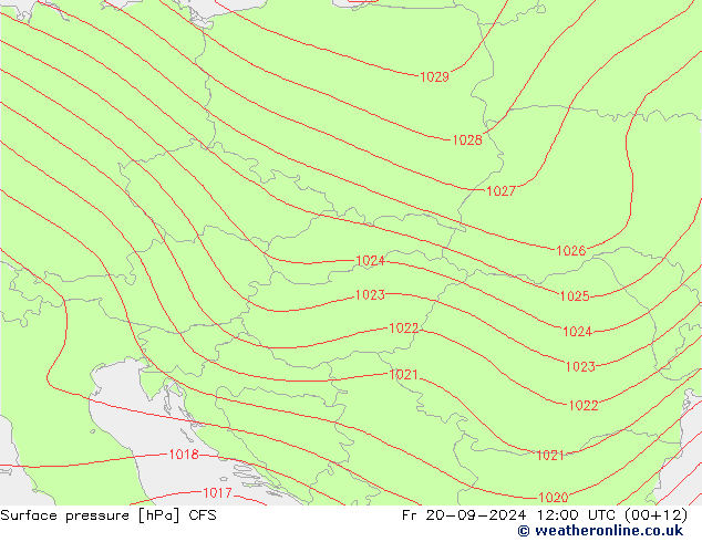 Pressione al suolo CFS ven 20.09.2024 12 UTC