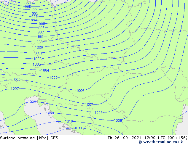 Presión superficial CFS jue 26.09.2024 12 UTC