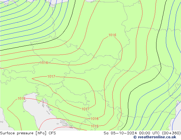 Presión superficial CFS sáb 05.10.2024 00 UTC