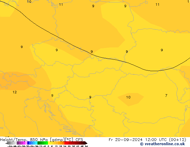 Hoogte/Temp. 850 hPa CFS vr 20.09.2024 12 UTC