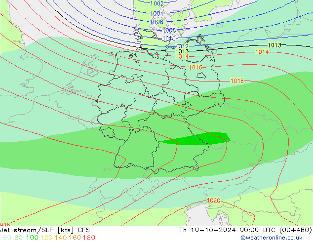 Jet stream/SLP CFS Čt 10.10.2024 00 UTC