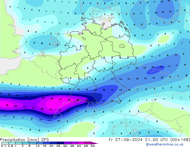 Precipitazione CFS ven 27.09.2024 00 UTC