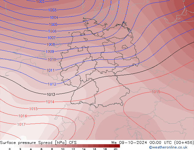 pression de l'air Spread CFS mer 09.10.2024 00 UTC