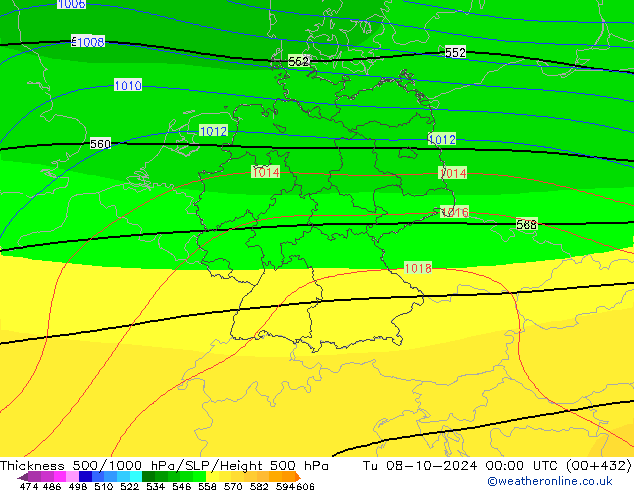 Thck 500-1000hPa CFS  08.10.2024 00 UTC