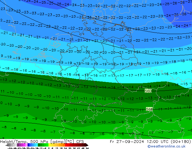 Height/Temp. 500 hPa CFS Fr 27.09.2024 12 UTC