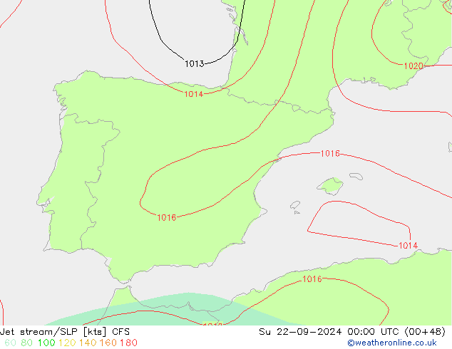 Jet stream/SLP CFS Su 22.09.2024 00 UTC