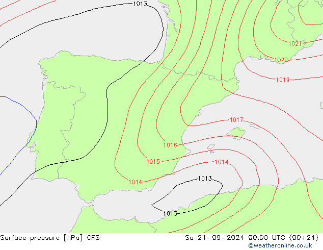 Surface pressure CFS Sa 21.09.2024 00 UTC