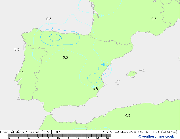 Precipitation Spread CFS Sa 21.09.2024 00 UTC