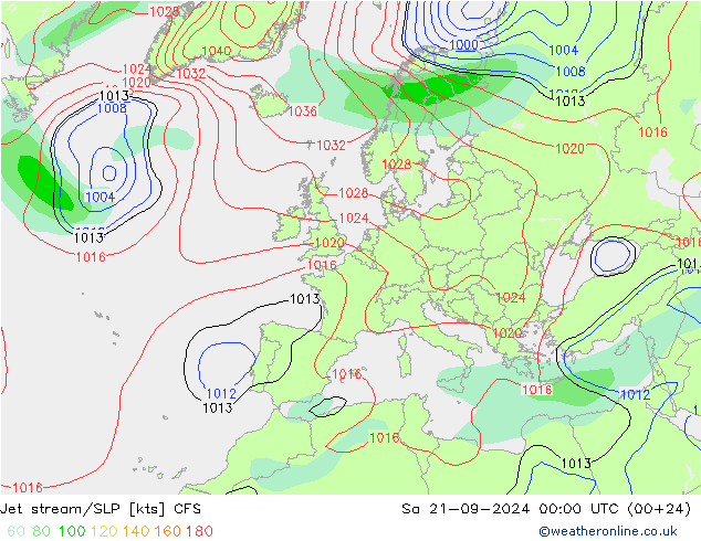 джет/приземное давление CFS сб 21.09.2024 00 UTC