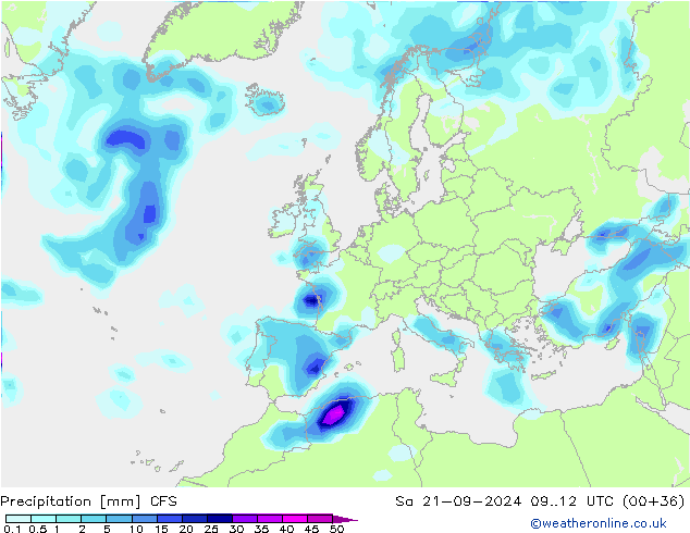 Precipitación CFS sáb 21.09.2024 12 UTC