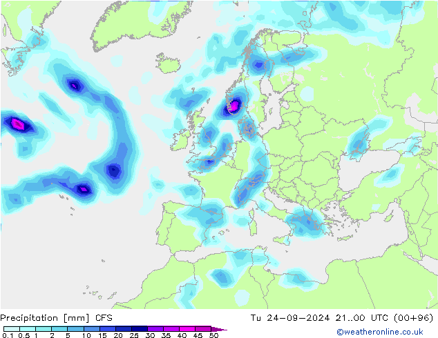 Precipitazione CFS mar 24.09.2024 00 UTC