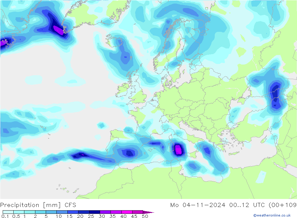 Precipitazione CFS lun 04.11.2024 12 UTC