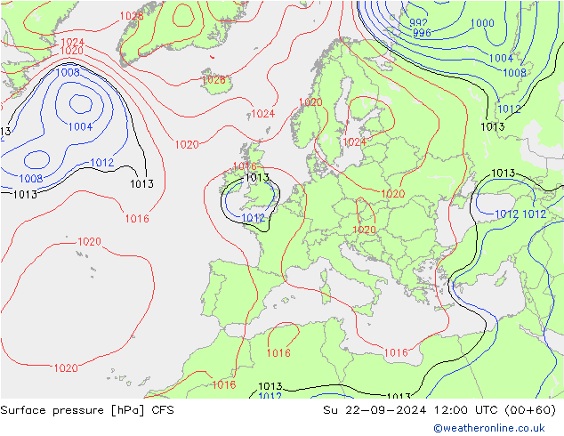 Surface pressure CFS Su 22.09.2024 12 UTC