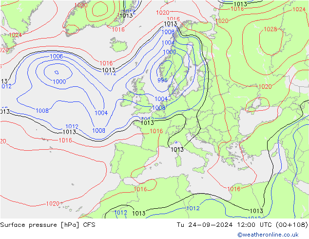 Surface pressure CFS Tu 24.09.2024 12 UTC