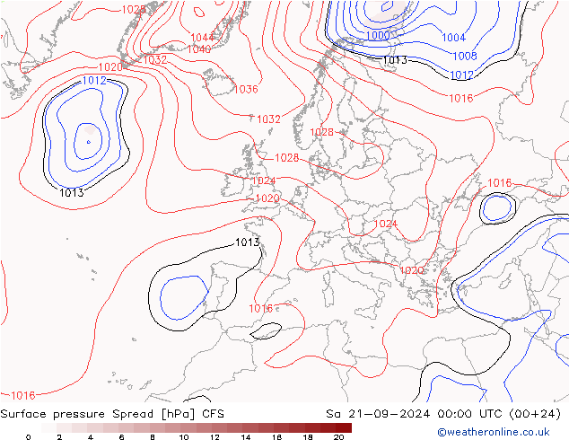 ciśnienie Spread CFS so. 21.09.2024 00 UTC