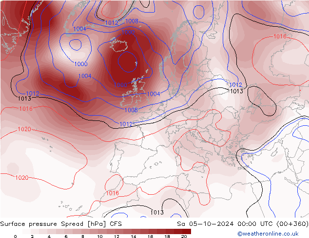 приземное давление Spread CFS сб 05.10.2024 00 UTC