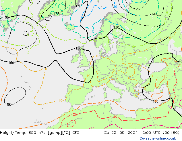 Height/Temp. 850 hPa CFS Su 22.09.2024 12 UTC