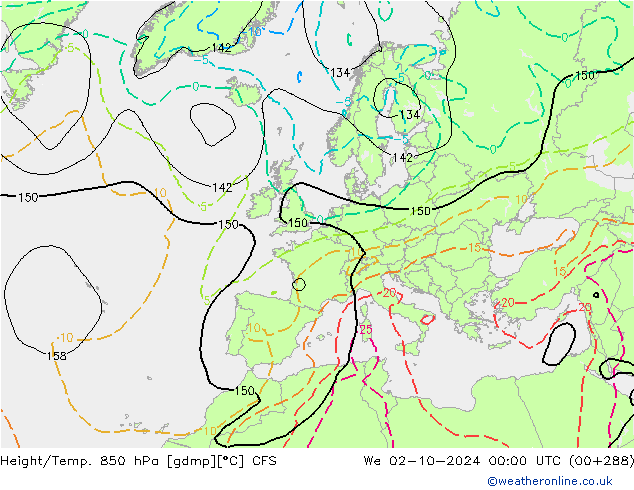 Height/Temp. 850 hPa CFS We 02.10.2024 00 UTC