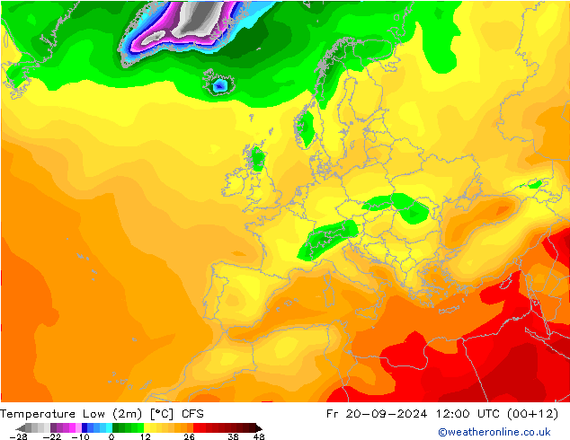 Temperature Low (2m) CFS 星期五 20.09.2024 12 UTC