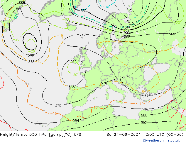 Height/Temp. 500 hPa CFS  21.09.2024 12 UTC