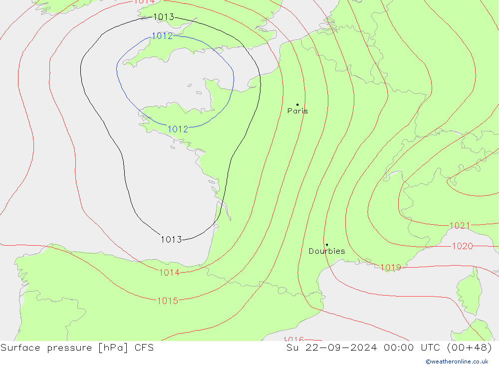 Presión superficial CFS dom 22.09.2024 00 UTC