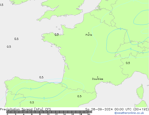Niederschlag  Spread CFS Sa 28.09.2024 00 UTC