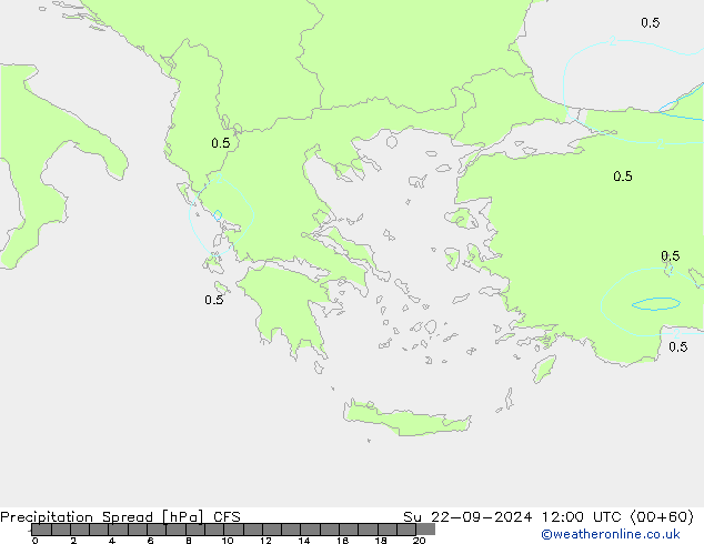 Srážky Spread CFS Ne 22.09.2024 12 UTC