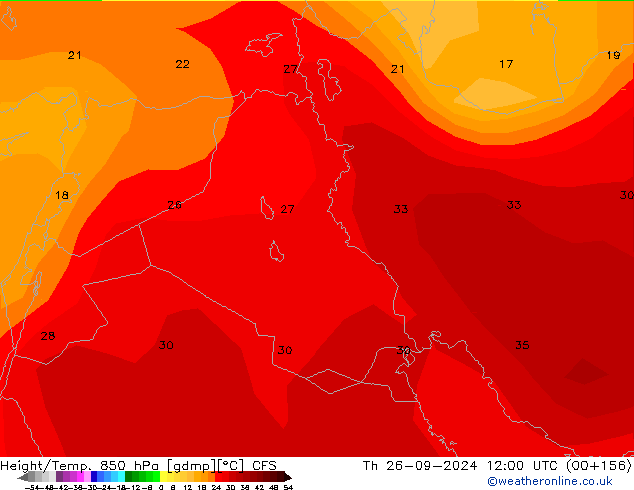 Height/Temp. 850 hPa CFS  26.09.2024 12 UTC