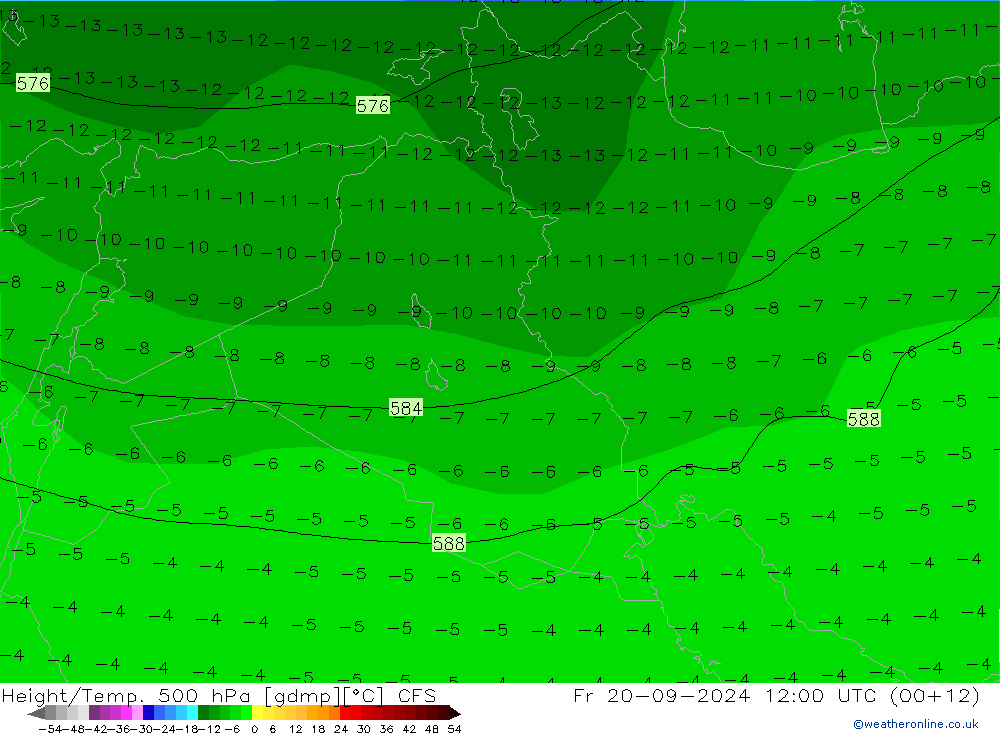 Yükseklik/Sıc. 500 hPa CFS Cu 20.09.2024 12 UTC