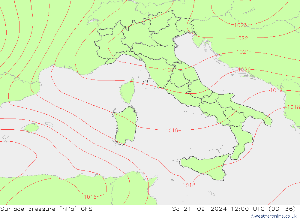 Atmosférický tlak CFS So 21.09.2024 12 UTC