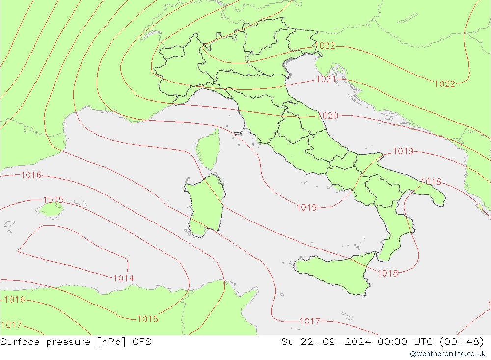 Surface pressure CFS Su 22.09.2024 00 UTC