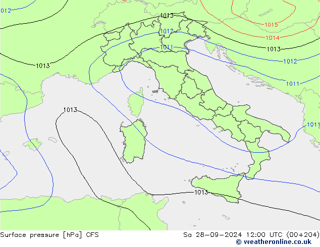 Surface pressure CFS Sa 28.09.2024 12 UTC