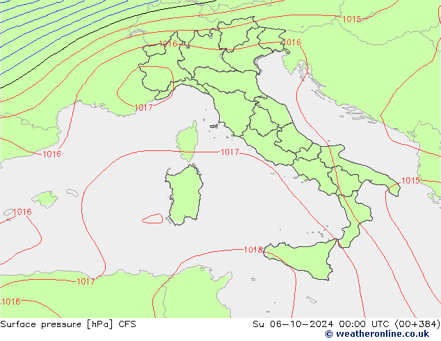 Luchtdruk (Grond) CFS zo 06.10.2024 00 UTC