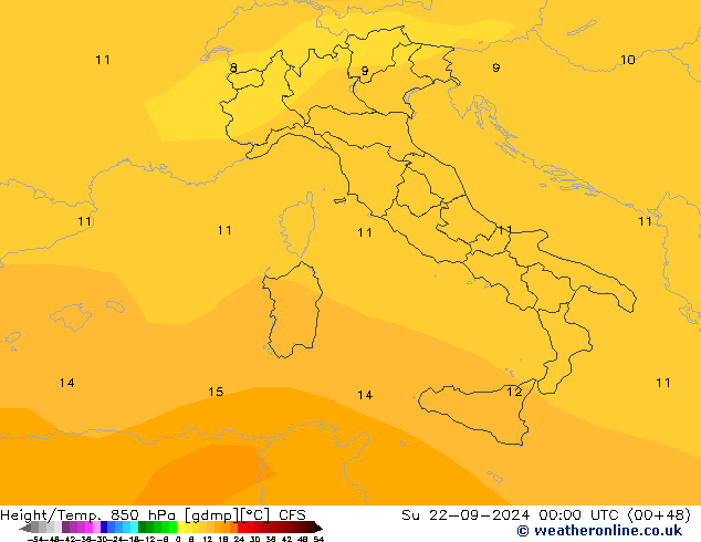 Height/Temp. 850 hPa CFS dom 22.09.2024 00 UTC