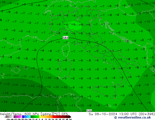 Height/Temp. 500 hPa CFS  06.10.2024 12 UTC